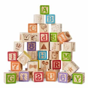 Best Choice Products 40-Piece Kids Wooden ABC Block Set, Building Education Alphabet Letters STEM Toy w_ Case