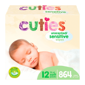 Cuties Baby Wipes _ Unscented & Hypoallergenic _ 12 Soft-Packs _ 864 Total Wipes