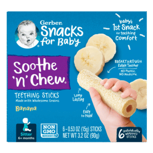 Gerber Snacks for Baby Soothe n Chew Teething Sticks Banana, 0.53 oz Box (6 Pack)